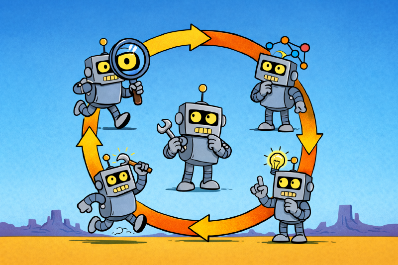 The OODA loop: observe, orient, decide, act, repeat.